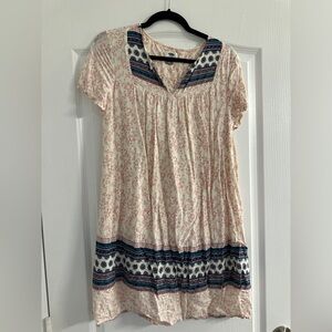 Pink and Blue Boho Mini Dress - Size M